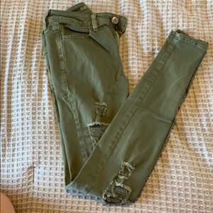 army green ripped jeans